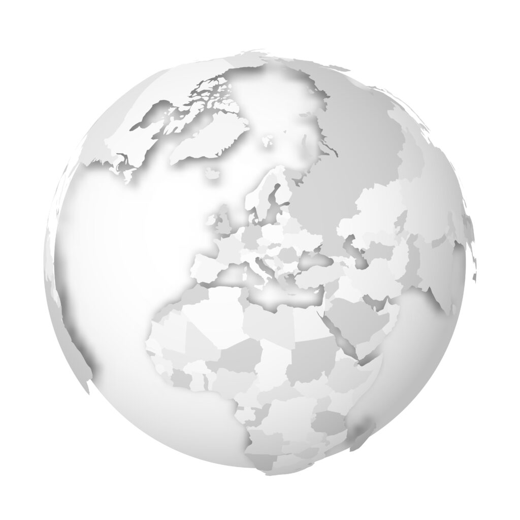 Earth,Globe.,3d,World,Map,With,Grey,Political,Map,Of