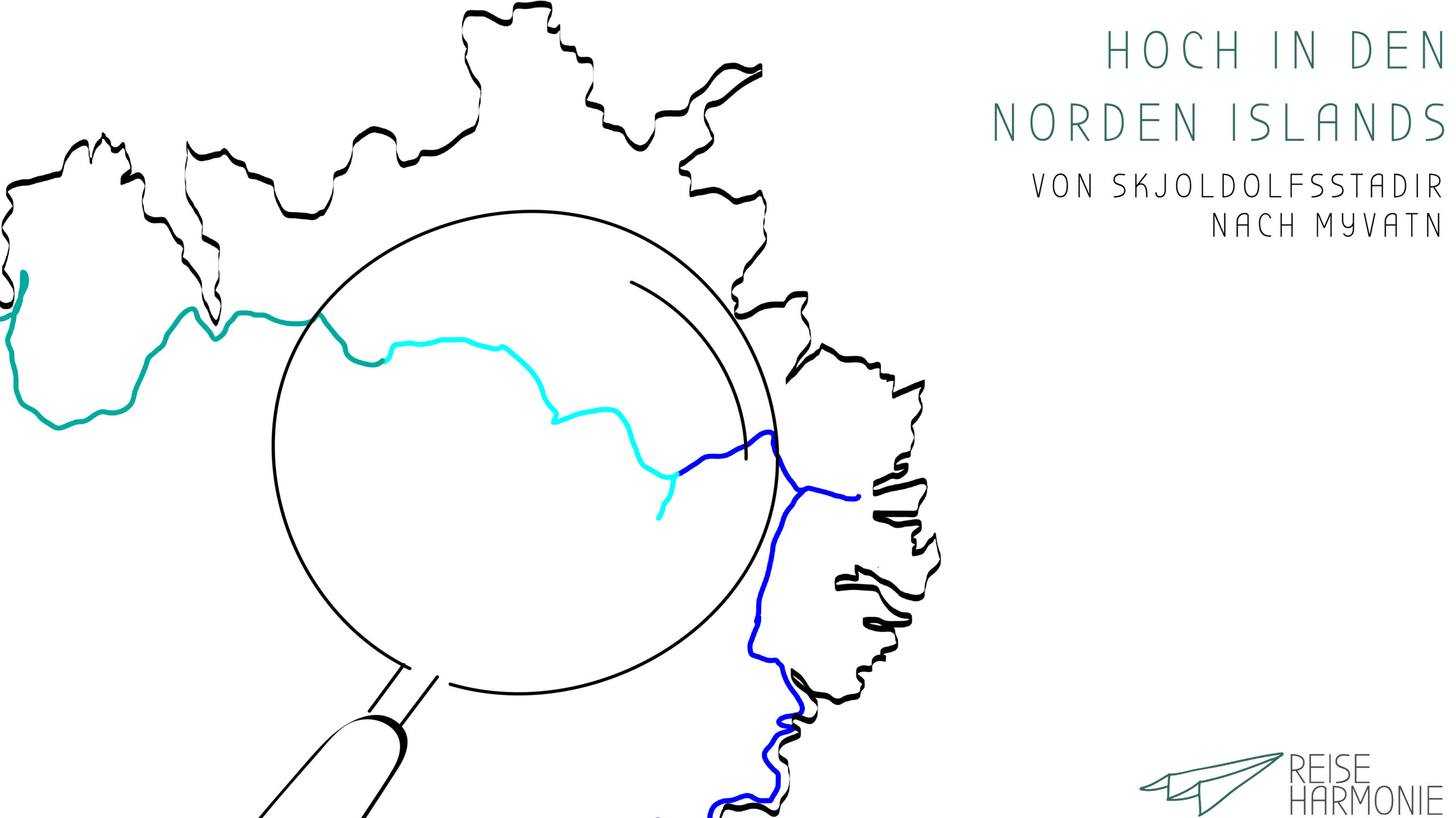 Route für eine Reise in Island im Osten bis Norden