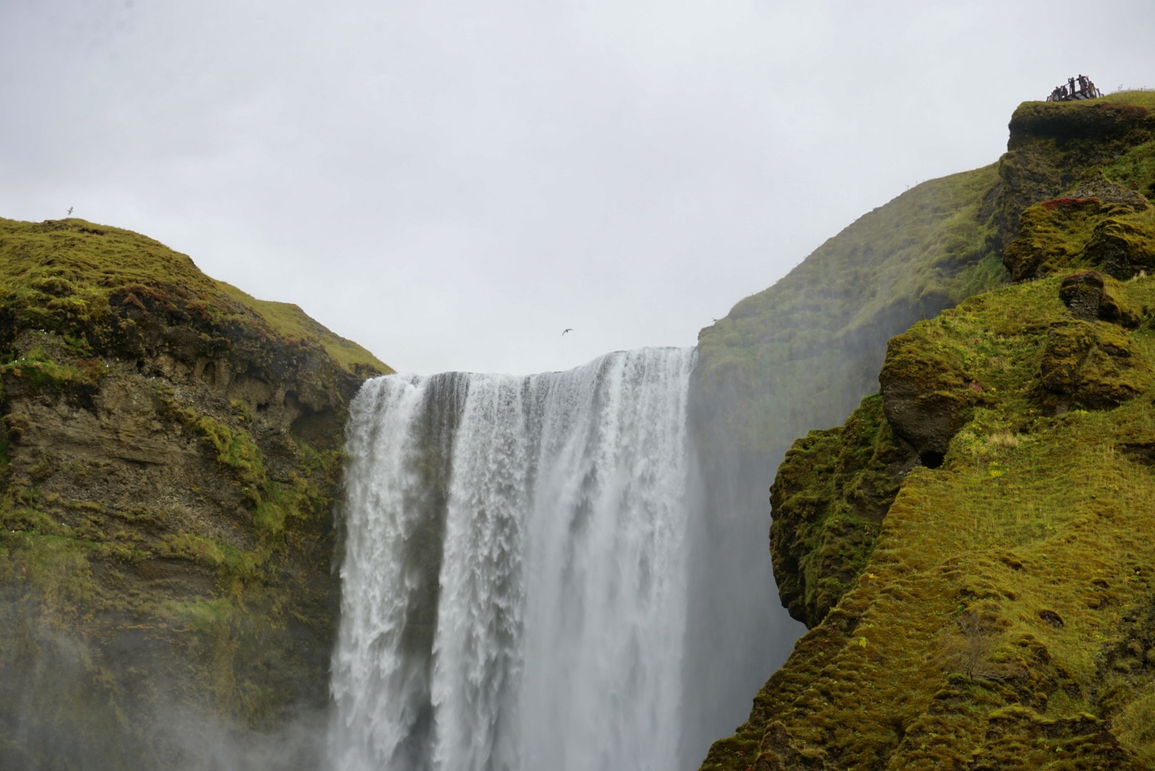 Skógafoss Ansicht des mächtigen Skógafoss Wasserfall im Süden Islands